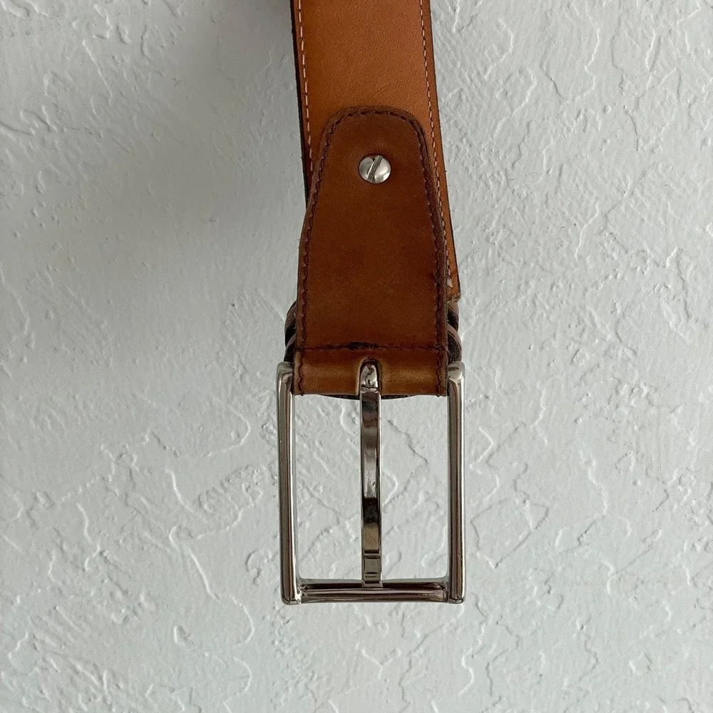 Vintage ACE MARKS Handcrafted Brown Leather Belt size 125|110 (38) Made in Italy
